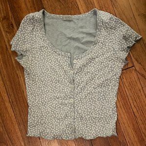 John Galt Blue Floral Crop T-shirt